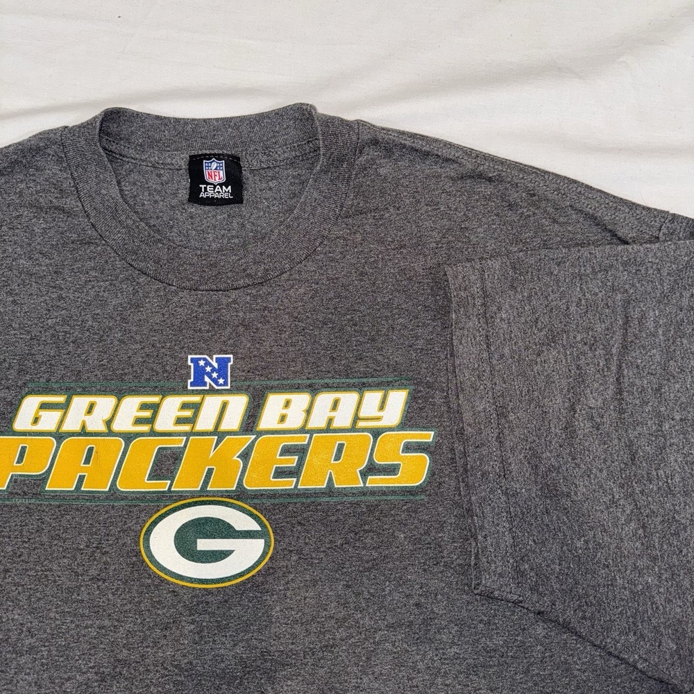 Green Bay Packers SS t shirt Gray Men's 2XL XXL 50 cotton / 50 poly NFL football